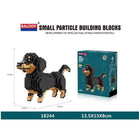 Cartoon Dog Building Blocks Mini Dachshund Poodle Doberman Model Children's Toy Gift Dog Pet Building Blocks - 18244 - With box