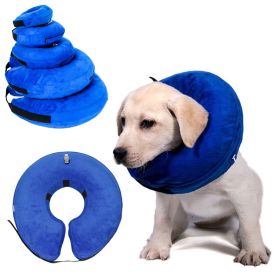 Inflatable Pet Collar dog collar Anti-bite Neck Elizabethan Collar Cute Cat Dog Puppy Neck Protective Circle Collar For Small Large Dogs - Blue - L