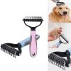 Large Pets Fur Knot Cutter Dog Grooming Shedding Tools Pet Cat Hair Removal Comb Brush Double Sided Pet Products Suppliers - pink