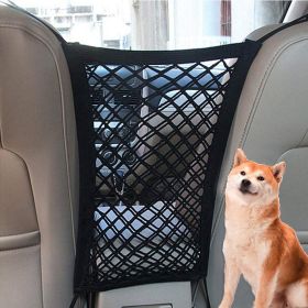 Dog Seat Fences Car Protection Net Safety Storage Bag Pet Mesh Travel Isolation Back Seat Safety Barrier Puppy Accessories - Black