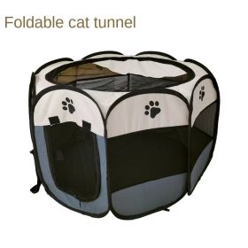 Oxford cloth folding pet tent cat kennel dog kennel cat delivery room indoor pet fence octagonal pet fence - Rice pink (pink bottom) - 74*74*43