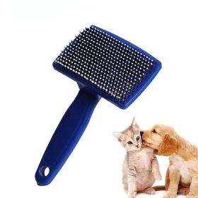 Pet Needle Combs Massage Pet Hair Remover Brush Cats Fur Cleaning Stainless Non-Slip Flea Chihuahua Pet Grooming Dog Supplies - Rose red - S