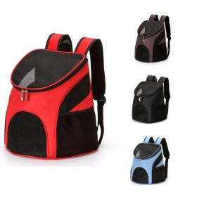 Portable Foldable Mesh Pet Carrier Dog Backpack Breathable Bag Dog Cat Large Capacity Outdoor Travel Carrier Double Shoulder Bag - red - 45cmx36cmx31c