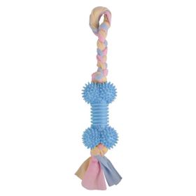 Dog Chews Toy with Cotton Rope Natural Rubber Toys Cleans Molars - blue