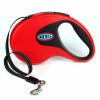 Retractable Pet Leash Automatic with Nylon Ribbon Cord Soft Hand Grip Extendable Traction Rope Break & Lock System - red 3M