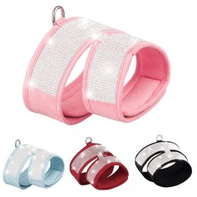 Pet Harness For Dog & Cat; Rhinestone Soft Cat Harness; Soft Dog Vest Harness For Outdoor Walking - Red - L