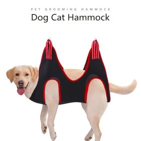 Pet Grooming Hammock For Dog & Cat; Cat Hammock Restraint Bag For Bathing Trimming Nail Clipping - Black Red Edge - L