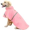 Dog Raincoats for Large Dogs with Reflective Strip Hoodie; Rain Poncho Jacket for Dogs - C3-Lake Blue - [XXL]