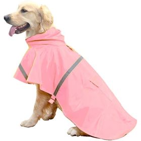 Dog Raincoats for Large Dogs with Reflective Strip Hoodie; Rain Poncho Jacket for Dogs - B2-Orange - [M]