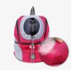 Portable Travel Backpack Outdoor Pet Dog Carrier Bag Mesh - Red - Pet Supplies