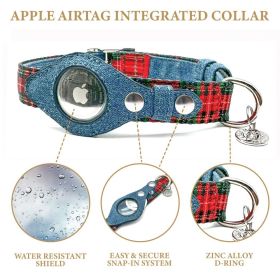 Apple Airtag Integrated Collar - XS - Red Plaid