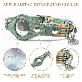 Apple Airtag Integrated Collar - Small - Beige Plaid