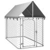 Outdoor Dog Kennel with Roof 78.7"x39.4"x59.1" - Silver