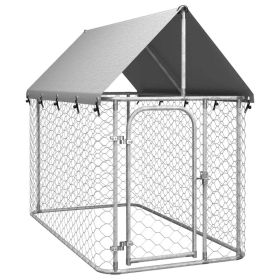 Outdoor Dog Kennel with Roof 78.7"x39.4"x59.1" - Silver