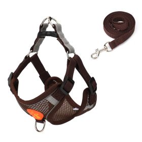 Small Dog Harness Puppy Harness and Leash Set with Reflective Strip for Small Dog Breeds - Brown - XS