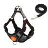 Small Dog Harness Puppy Harness and Leash Set with Reflective Strip for Small Dog Breeds - Black - M