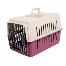 Portable Pet Box Cat & Dog Carrier Cage with Chrome Door  - Red - Pet Supplies