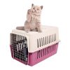 Portable Pet Box Cat & Dog Carrier Cage with Chrome Door  - Red - Medium