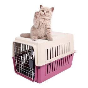 Portable Pet Box Cat & Dog Carrier Cage with Chrome Door  - Red - Medium