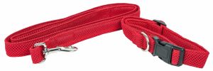 Pet Life 'Aero Mesh' 2-In-1 Dual Sided Comfortable And Breathable Adjustable Mesh Dog Leash-Collar - Red - Large