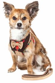 Pet Life Luxe 'Dapperbone' 2-In-1 Mesh Reversed Adjustable Dog Harness-Leash W/ Fashion Bowtie - X-Small