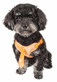 Pet Life 'Bonatied' Mesh Reversible And Breathable Adjustable Dog Harness W/ Designer Neck Tie - Orange - Small