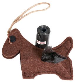 Pet Life Fleece Dog Shaped Travel Waste Bag Dispenser with 2 Rolls - Brown