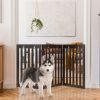 36 Inch Folding Wooden Freestanding Pet Gate Dog Gate with 360¬∞ Flexible Hinge - Dark Brown