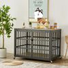 Furniture style dog crate wrought iron frame door with side openings, Grey, 43.3''W x 29.9''D x 33.5''H. - Grey