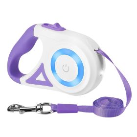 16FT Retractable Dog Leash Extendable Pet Leash Dog Walking Leash with Flashlight RGB Light 2 Rolls of Waste Bags Dispenser Fit for 66-110lbs - Purple