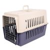 Portable Pet Box Cat & Dog Carrier Cage with Chrome Door  - Dark Blue - Pet Supplies