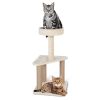 Cat Tree with Sisal Covered Scratching Post, 31.8 Inches Cat Tower with Plush Perchesfor Indoor Cats,15.7 x 31.8 Inches, Furniture Protect,Beige - as