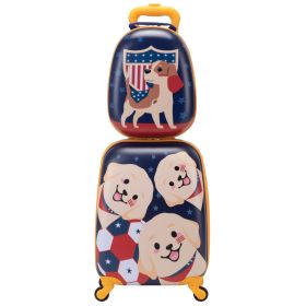 2PCS Kids Luggage Set with 16" Rolling Suitcase and 12" Backpack, Toddler Wheeled Carry On Luggage, Dog Style - as Pic