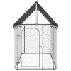 Outdoor Dog Kennel with Roof 78.7"x39.4"x59.1" - Silver