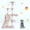 56 Inch Condo Scratching Posts Ladder Cat Play Tree - Beige