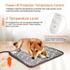 Pet Heating Pad Dog Cat Electric Heating Mat Waterproof Adjustable Warming Blanket - Grey