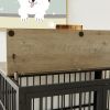 Furniture style dog crate wrought iron frame door with side openings, Grey, 43.3''W x 29.9''D x 33.5''H. - Grey