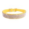 Dog Collar Crystal Glitter Rhinestone Pet Collars Zinc Alloy Buckle Collar For Small Medium Dogs Cats Chihuahua Pug Dog Collar - Yellow - L