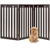 36 Inch Folding Wooden Freestanding Pet Gate Dog Gate with 360¬∞ Flexible Hinge - Dark Brown