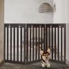 36 Inch Folding Wooden Freestanding Pet Gate Dog Gate with 360¬∞ Flexible Hinge - Dark Brown