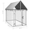 Outdoor Dog Kennel with Roof 78.7"x39.4"x59.1" - Silver