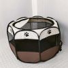 Oxford cloth folding pet tent cat kennel dog kennel cat delivery room indoor pet fence octagonal pet fence - Rice coffee - 90*90*58