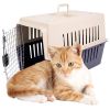 Portable Pet Box Cat & Dog Carrier Cage with Chrome Door  - Dark Blue - Pet Supplies