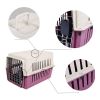 Portable Pet Box Cat & Dog Carrier Cage with Chrome Door  - Red - Pet Supplies