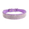 Dog Collar Crystal Glitter Rhinestone Pet Collars Zinc Alloy Buckle Collar For Small Medium Dogs Cats Chihuahua Pug Dog Collar - Purple - L