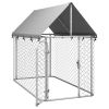 Outdoor Dog Kennel with Roof 78.7"x39.4"x59.1" - Silver