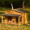 47.2 ' Large Wooden Dog House Outdoor;  Outdoor & Indoor Dog Crate;  Cabin Style;  With Porch;  2 Doors - Brown