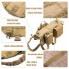 Tactical Dog Harness With Pouches; Adjustable Harness With 3 Detachable Pockets - Khaki - L