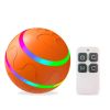 Interactive Dog Chew Toy Ball; Dog Balls Toy; USB Rechargeable Electric Pet Toy With LED Light - Orange