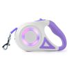 16FT Retractable Dog Leash Extendable Pet Leash Dog Walking Leash with Flashlight RGB Light 2 Rolls of Waste Bags Dispenser Fit for 66-110lbs - Purple